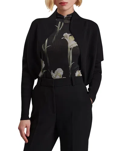 Ted Baker Erhan Sculptured Rib Knit Cardigan In Black