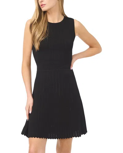 Ted Baker Sleeveless Round Neck Midi Dress With Pointelle And Rib In Black