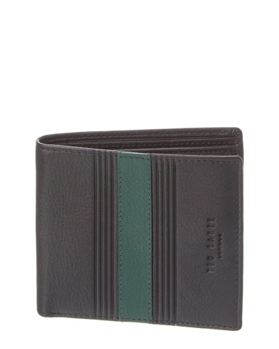 Ted Baker Evon Striped Leather Bifold Wallet In Black