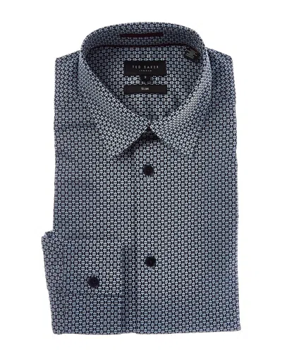 Ted Baker Faenza Geo Slim Fit Shirt In Blue