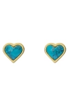 Ted Baker Faris Faceted Stoned Heart Stud Earrings In Gold Tone Turquoise
