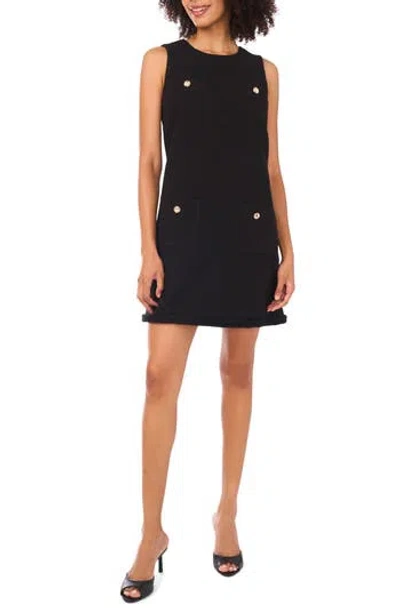 Ted Baker Faux Chest Pocket Bouclé A-line Dress In Black