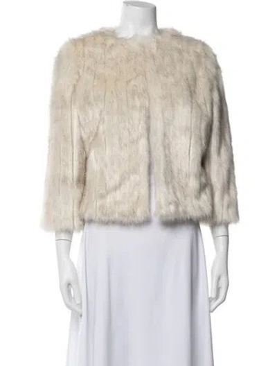 Pre-owned Ted Baker Faux Fur Faux Fur Jacket W/ Tags In Neutrals