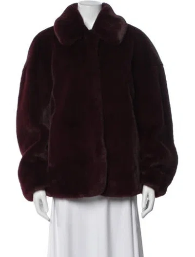 Pre-owned Ted Baker Faux Fur Jacket In Burgundy