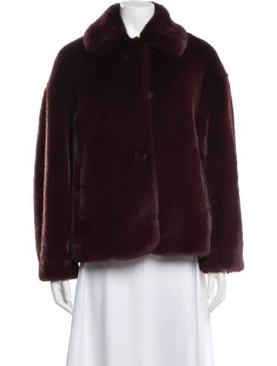 Pre-owned Ted Baker Faux Fur Jacket In Burgundy