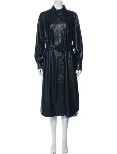 Pre-owned Ted Baker Faux Leather Trench Coat In Blue