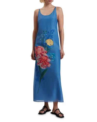 Ted Baker Fayda Scoop Neck Floral Maxi Dress In Blue
