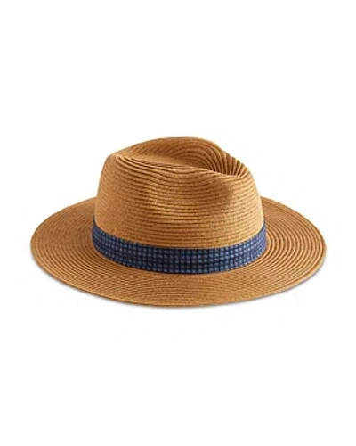 Ted Baker Mens Natural Hurcann Printed-trim Woven Fedora Hat