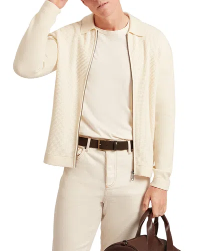 Ted Baker Fenrys Waffle Stitch Zip Sweater Jacket In Transparent