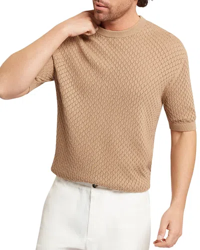 Ted Baker Ferris Relaxed Fit Diamond Crochet Sweater T-shirt In Brown