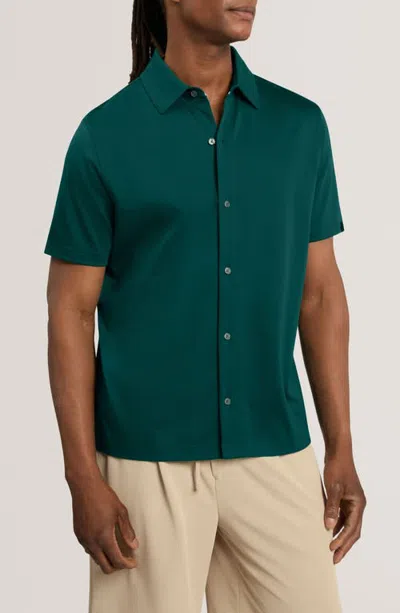 Ted Baker Fillipp Short Sleeve Cotton Shirt In Navy-green