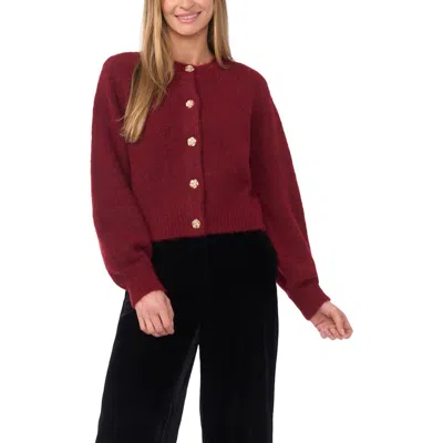 Ted Baker Fina Fuzzy Crewneck Cardigan In Burgundy