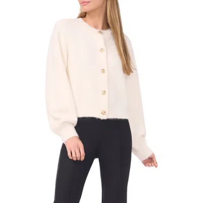 Ted Baker Fina Fuzzy Crewneck Cardigan In White
