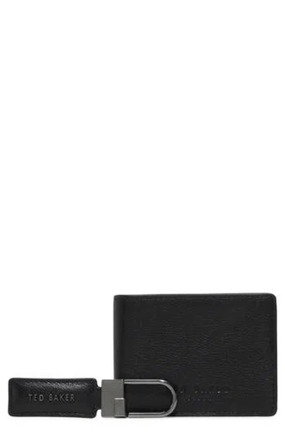 Ted Baker Finley Bifold Wallet & Key Ring Set In Black