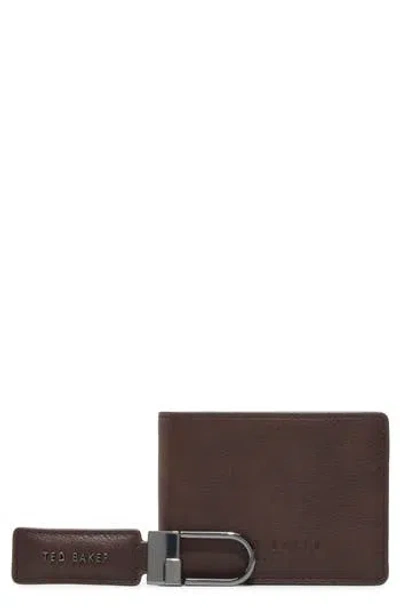 Ted Baker Finley Bifold Wallet & Key Ring Set In Brown
