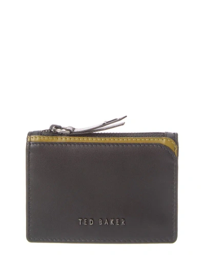 Ted Baker Finnis Corner Detail Leather Card Holder In Black