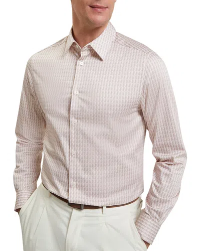 Ted Baker Firdawi Long Sleeve Slim Stripe Geo Shirt In Brown