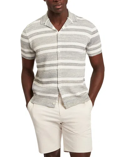 Ted Baker Flacks Short Sleeve Relaxed Fit Stripe Shirt In White