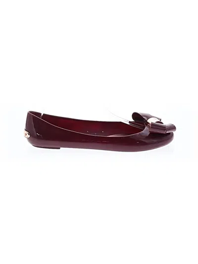 Pre-owned Ted Baker Flats In Burgundy