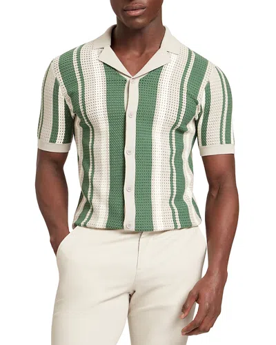 Ted Baker Flauden Striped Pointelle Knit Shirt In Green