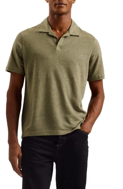 Ted Baker Flinpo Linen Polo In Olive