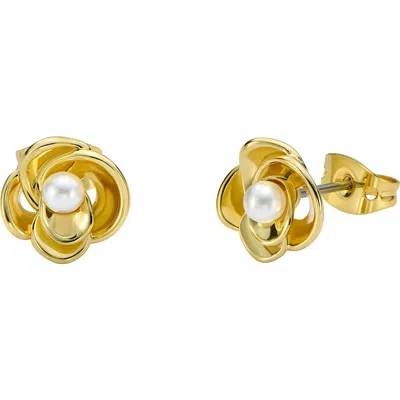 Ted Baker Flo Faux Pearl Stud Earrings In Gold