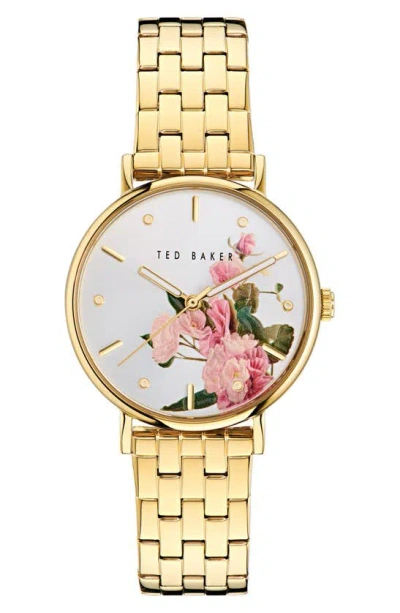Ted Baker Floral Bracelet Watch In Goldone