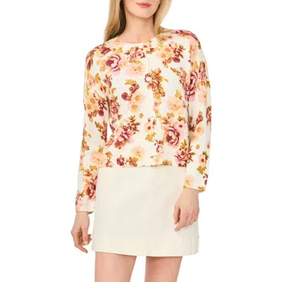 Ted Baker Floral Button Front Crop Cardigan In White