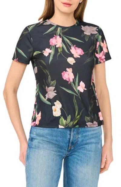 Ted Baker Floral Crewneck T-shirt In Black