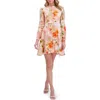 Ted Baker Floral Embroidered Long Sleeve Linen Button-up Minidress In Multi