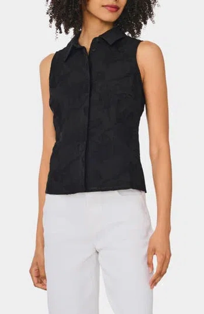 Ted Baker Floral Embroidered Sleeveless Button-up Shirt In Animal Print