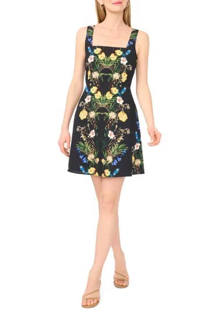 Ted Baker Floral Linen Blend Minidress In Black