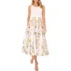 Ted Baker Floral Linen Midi Skirt In Ultra White