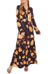 Ted Baker Floral Long Sleeve Jersey Maxi Dress In Black