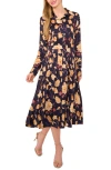 Ted Baker Floral Long Sleeve Midi Shirtdress In Blue