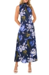 Ted Baker Printed Bow Tie Sleeveless Maxi Dress In Classic Navy