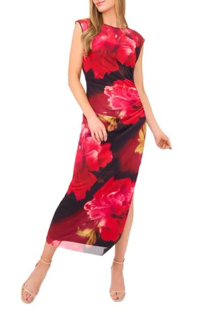 Ted Baker Floral Mesh Column Dress In Red