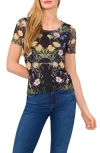 Ted Baker Floral Mesh T-shirt In Rich Black
