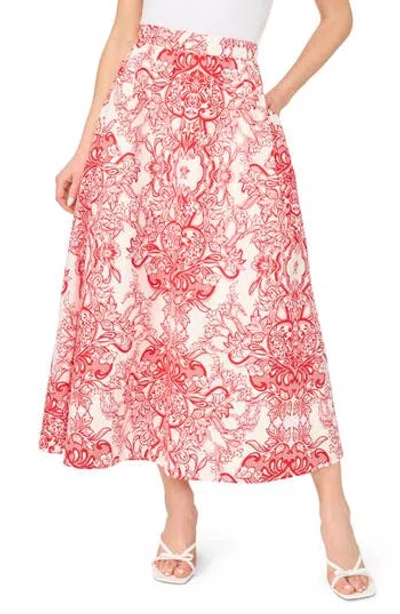 Ted Baker Floral Paisley Cotton Maxi Skirt In Red