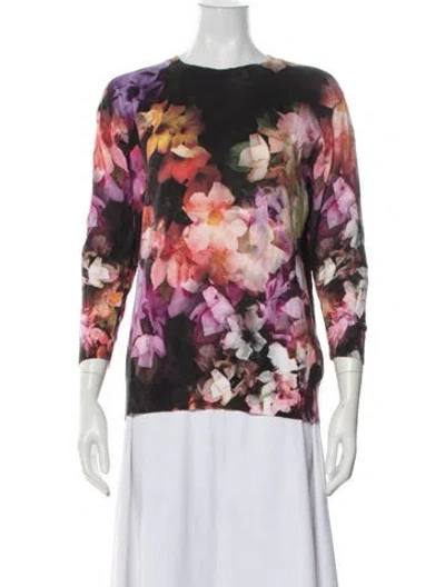 Pre-owned Ted Baker Floral Print Bateau Neckline Sweater In Black