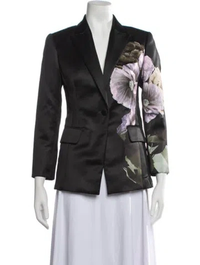 Pre-owned Ted Baker Floral Print Blazer In Black