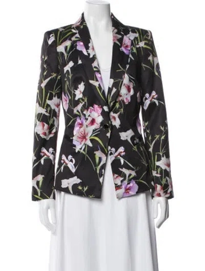 Pre-owned Ted Baker Floral Print Blazer In Black