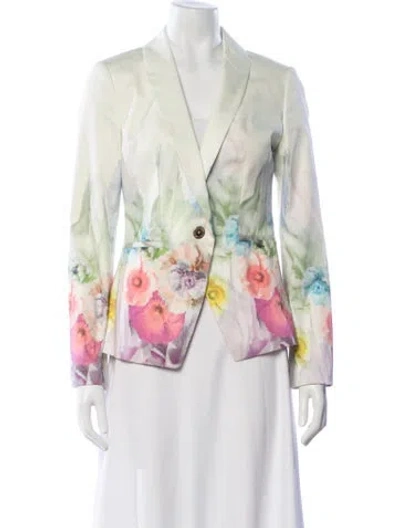 Pre-owned Ted Baker Floral Print Blazer In Green