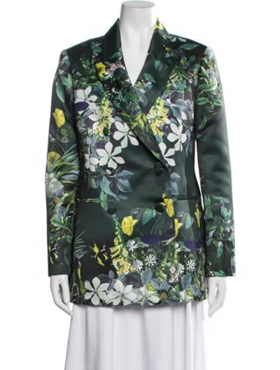Pre-owned Ted Baker Floral Print Blazer In Green