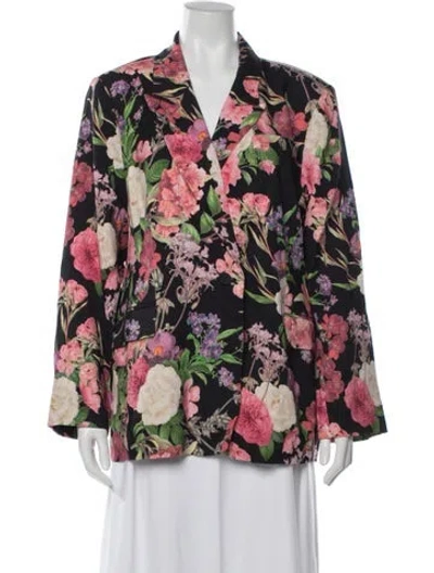 Pre-owned Ted Baker Floral Print Blazer W/ Tags In Black