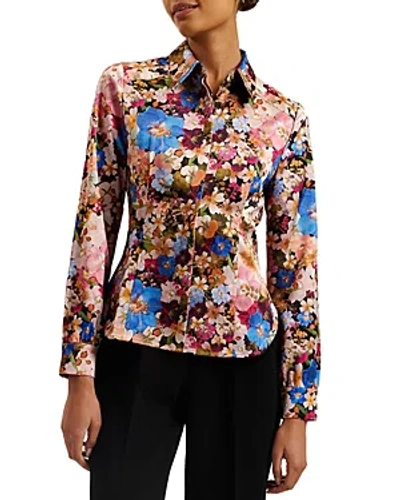 Ted Baker Floral Print Blouse In Blue