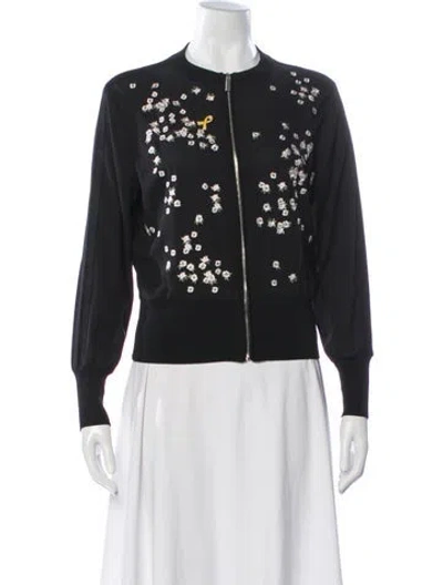 Pre-owned Ted Baker Floral Print Bomber Jacket In Black
