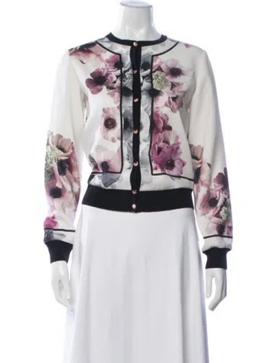 Pre-owned Ted Baker Floral Print Bomber Jacket In Multicolor