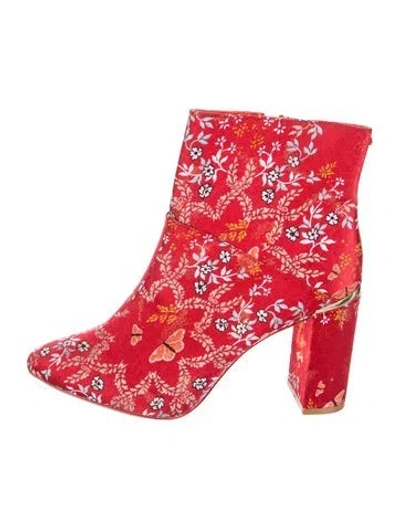Pre-owned Ted Baker Floral Print Boots In Red