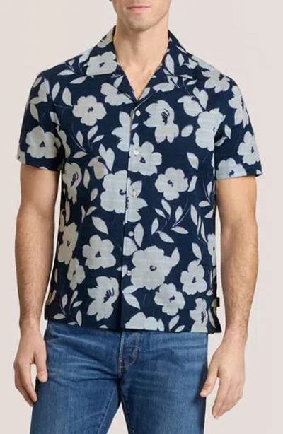 Ted Baker Floral Print Camp Shirt In Blue